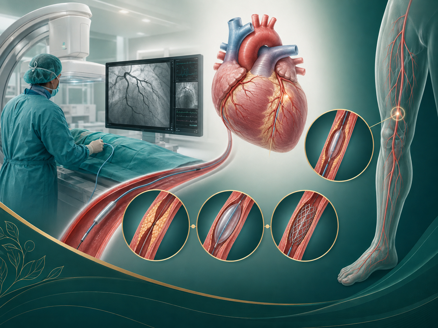 Illustrative visual guide for coronary and peripheral angiography and angioplasty