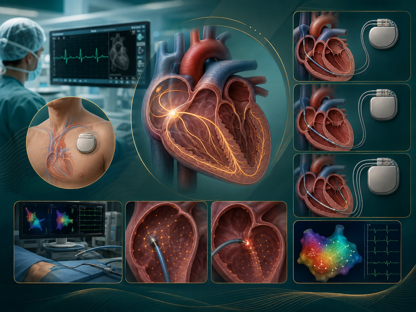 Illustrative visual guide for pacemaker, ICD, CRT, EPS and ablation