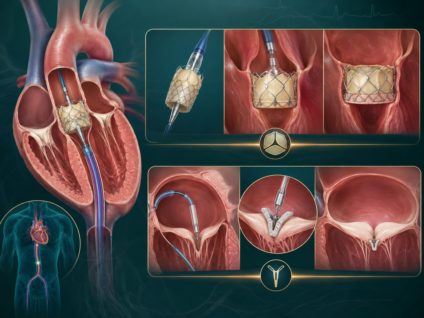 Illustrative visual guide for TAVI, MitraClip and TEER
